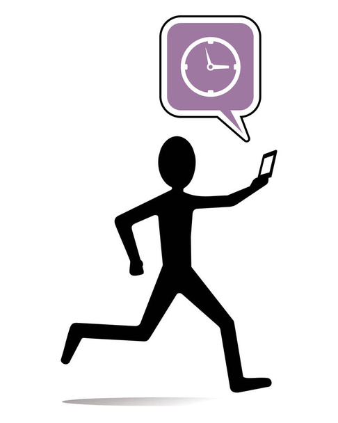 concept of business, man character running with smartphone  - Vecteur, image