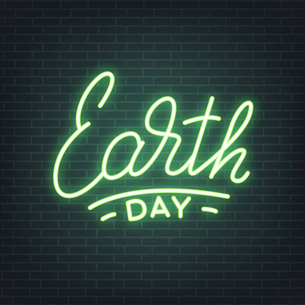 Jour de la Terre. Jour de la Terre lettrage néon. Signe lumineux, conception de bannière légère
 - Vecteur, image