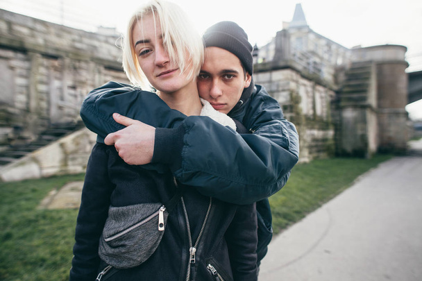 youth couple style love in Krakow - Foto, afbeelding