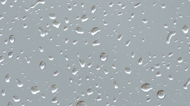 Krople deszczu spadające w szybie okna dziennie pada deszcz - Materiał filmowy, wideo