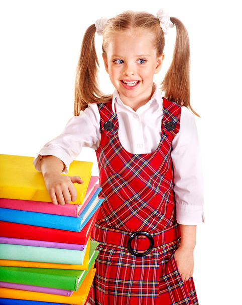 Child with stack book. - Photo, Image