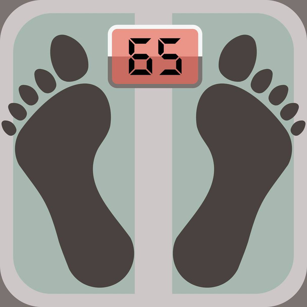 vector illustration of   feet on scales and sign 65 - Vector, Image
