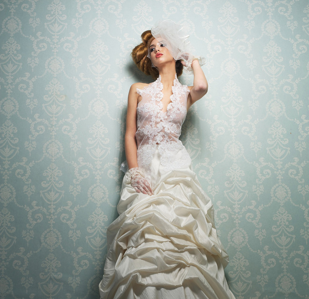 Beautiful Bride Against the Wall - Photo, Image