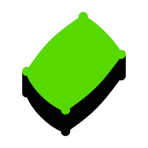 Kussen teken illustratie. Vector. Groen 3d pictogram met zwart kant  - Vector, afbeelding