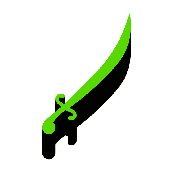 Illustrazione del segno della spada. Vettore. Icona 3d verde con lato nero o
 - Vettoriali, immagini