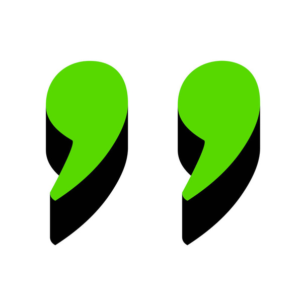 Citação ilustração signo. Vector. Ícone 3d verde com lado preto o
 - Vetor, Imagem