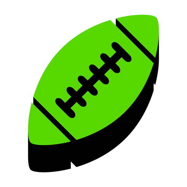 Egyszerű rögbi labdát. Vektor. Zöld 3D-s ikon, fekete  - Vektor, kép