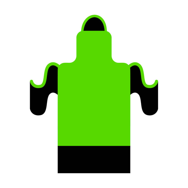 Avental sinal simples. Vector. Ícone 3D verde com lado preto no whit
 - Vetor, Imagem
