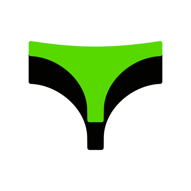 Señal de bragas para mujer. Vector. Icono verde 3d con lado negro en w
 - Vector, imagen
