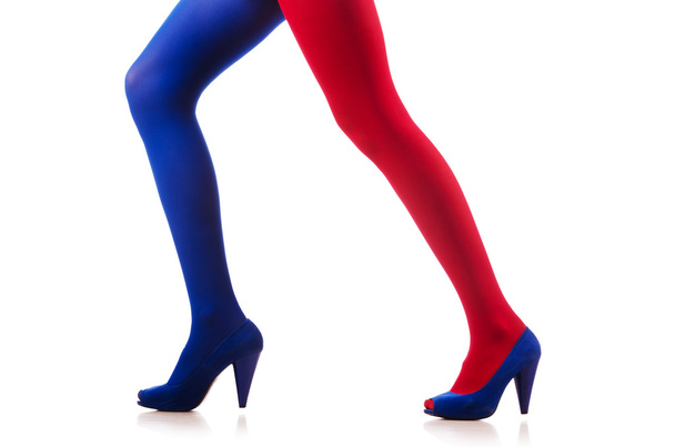 Mujer con medias de colores de bandera francesa
 - Foto, imagen