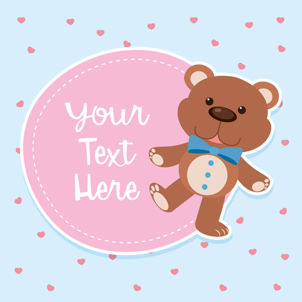 Border template with brown teddybear - Διάνυσμα, εικόνα