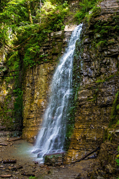 Photo of high waterfall in Carpathian mountains - Photo, Image