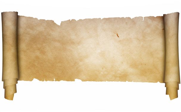 Antieke perkament scroll op witte achtergrond. - Foto, afbeelding
