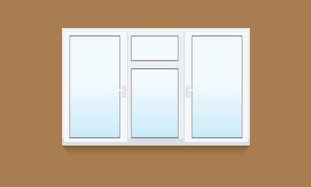 Traditionele witte gesloten venster. Realistische window-element van architectuur en interieur. - Vector, afbeelding