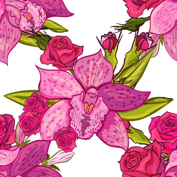 vector seamless flower pattern - Вектор,изображение