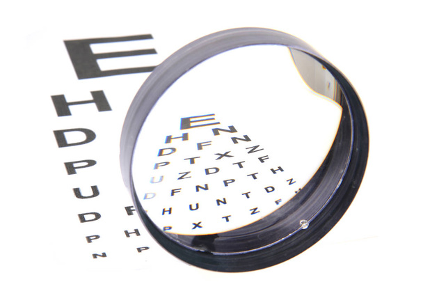 teste óptico e lupa diferente óculos isolados no fundo branco
 - Foto, Imagem