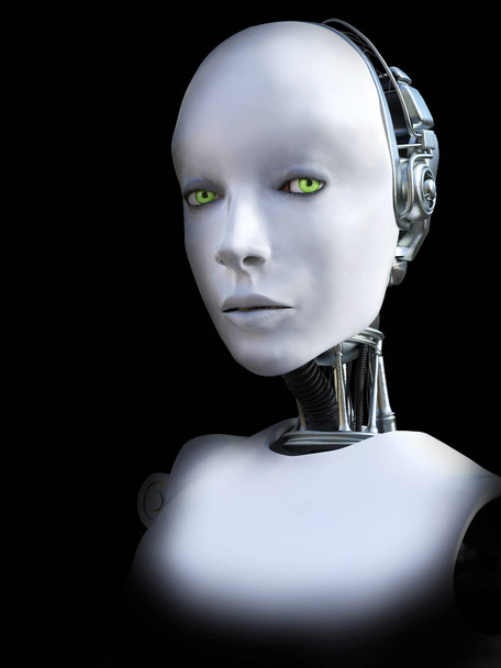 Representación 3D de la cabeza del robot femenino
. - Foto, imagen