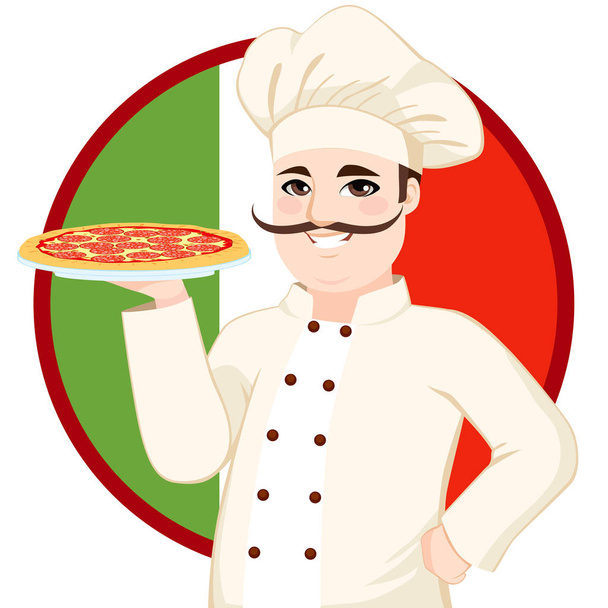 italienischer Pizzabäcker mit Schnurrbart - Vektor, Bild