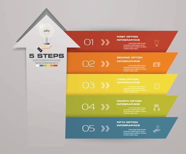 5 stappen van pijl Infografics sjabloon. voor uw presentatie. EPS-10. - Vector, afbeelding