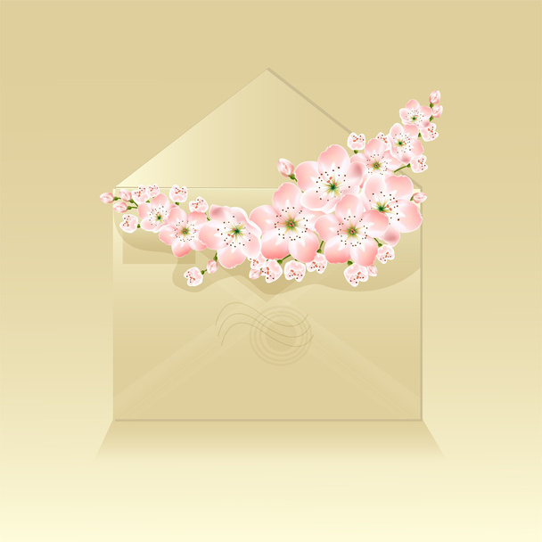 Spring flowers in an envelope - vector illustration - Vektor, Bild