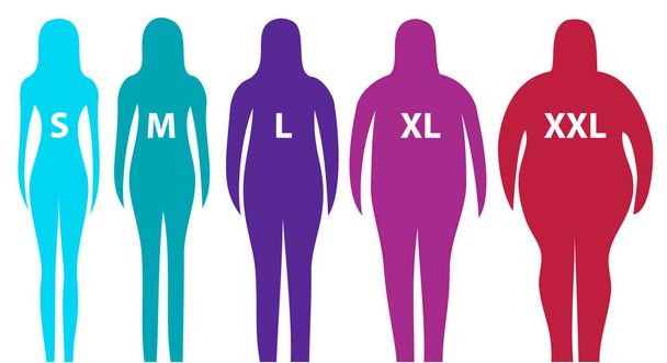 Fat and slim woman figure - Vector, Image