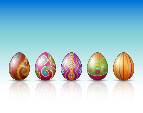 Vector illustration of Decorated Easter eggs on a white background - Vector, Imagen