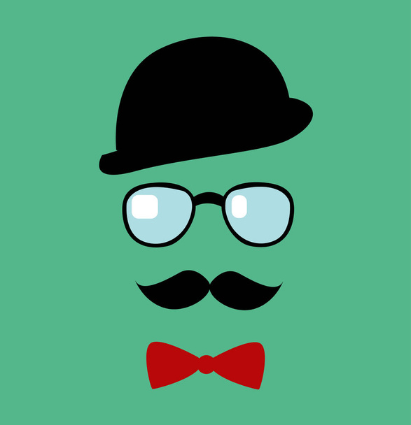 Hat, glasses and mustache. Vector illustration - Vektori, kuva