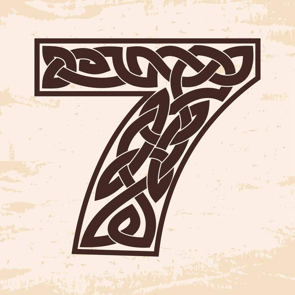 Numeral with Celtic ornament. - Vector, Image