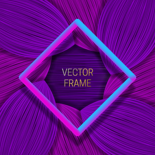 Marco volumétrico de color sobre fondo saturado en tonos púrpura. Diseño de empaquetado de moda o plantilla de cubierta
. - Vector, Imagen