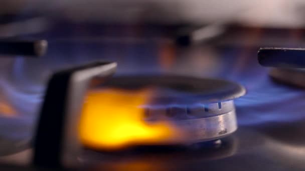Close up shot in slow motion of a gas hob being lit - Footage, Video