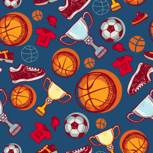 soccer and basketball seamless pattern - Vector, Image