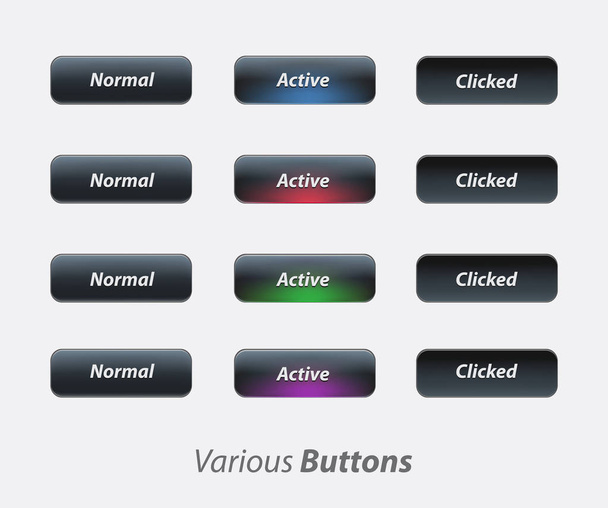 Active button, non-activ button ui ux kit - Wektor, obraz