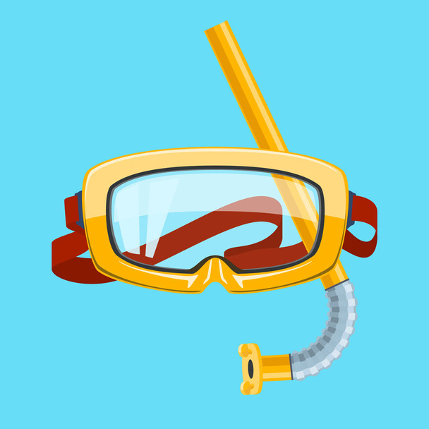 Sarı dalış maske ve izole şnorkel - Vektör, Görsel