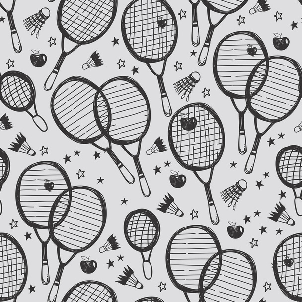 Deportes tenis y bádminton patrón sin costura
 - Vector, Imagen