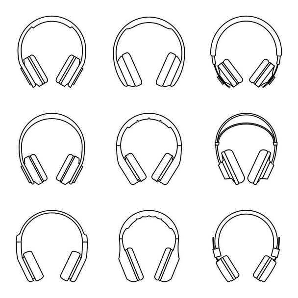 Conjunto de iconos de auriculares. Línea delgada vector
 - Vector, imagen