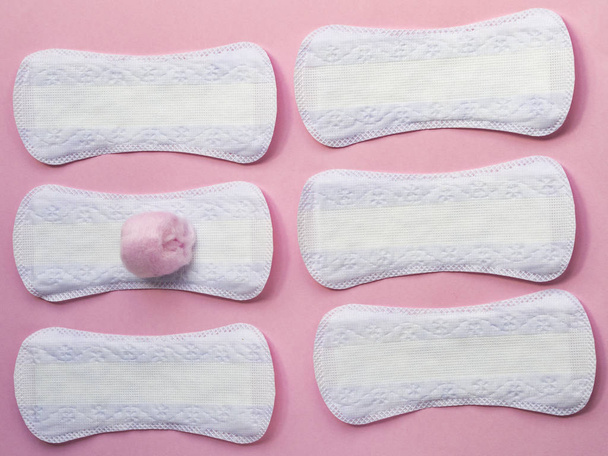Panty liners on pink background with pink cotton - Photo, Image
