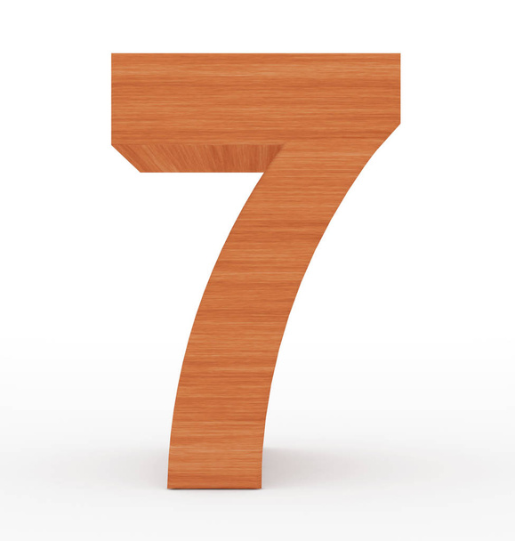 number 7 3d wooden isolated on white - Фото, изображение