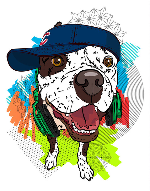 Vector illustration for a youth T-shirt. Cool dog. - Vector, Image