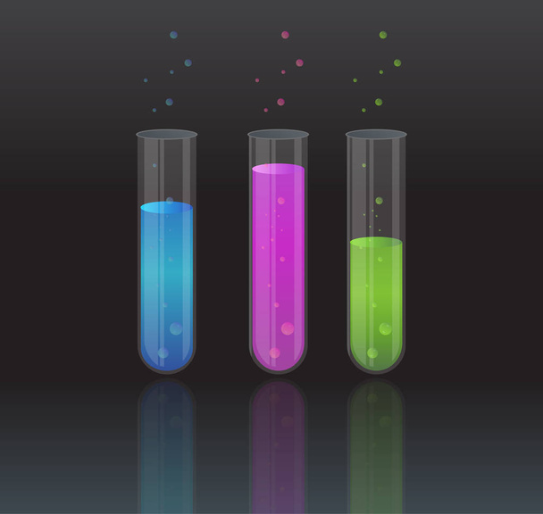 test tube icon with color reagent.vector illustration - Вектор,изображение
