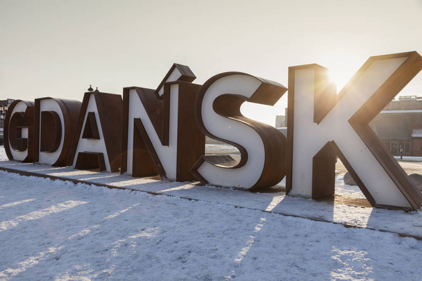 Panneau de Gdansk au lever du soleil
 - Photo, image