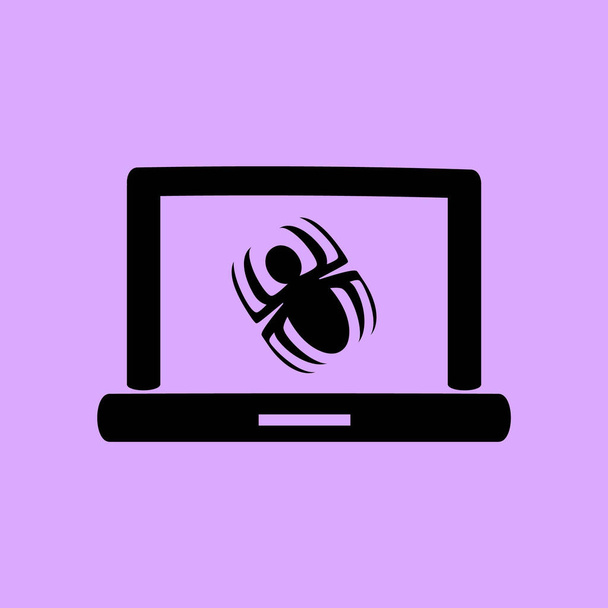 Laptop van fertőzött mellett malware vektoros illusztráció - Vektor, kép
