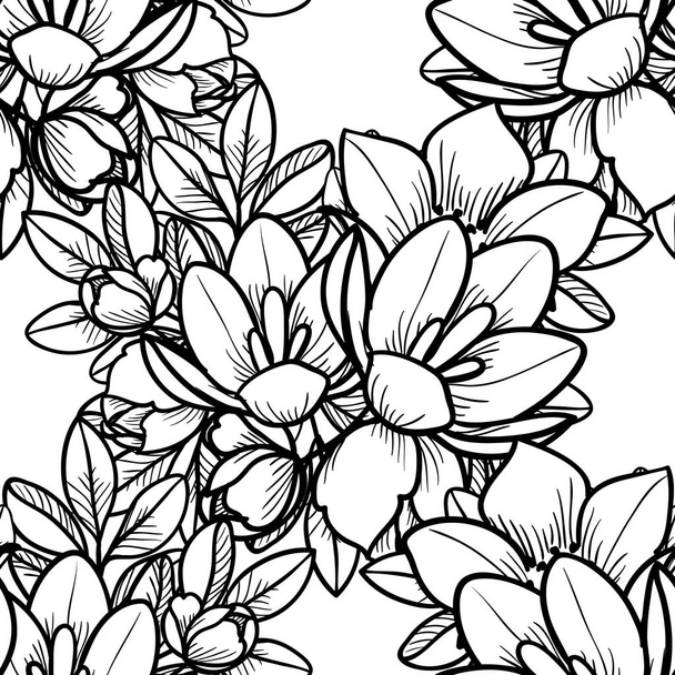 Seamless vintage style flower pattern. Floral elements on white. - Vektor, obrázek