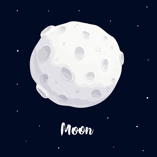 ilustración vectorial de dibujos animados de luna llena en el fondo azul oscuro
 - Vector, imagen
