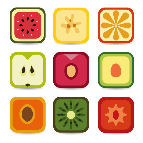 Fruit application icons - Vector, Image