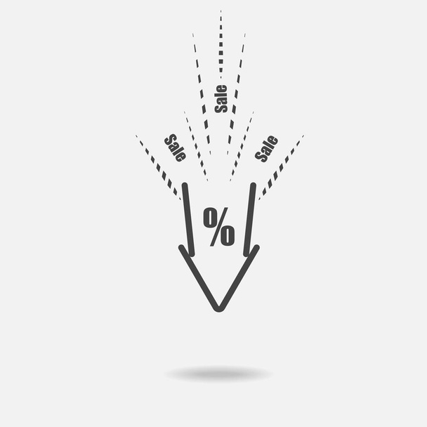 Vector icon of falling prices. Discounts. Sale in the store. The - Vector, Image