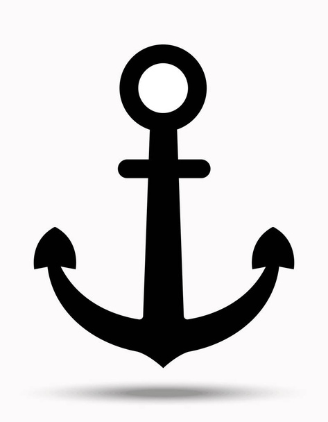 Silhouette of ship anchor on white background - Vector, Image