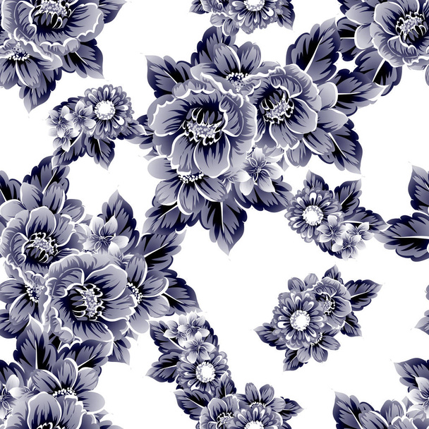 Seamless vintage style flower pattern. Floral elements on white. - Vektor, kép