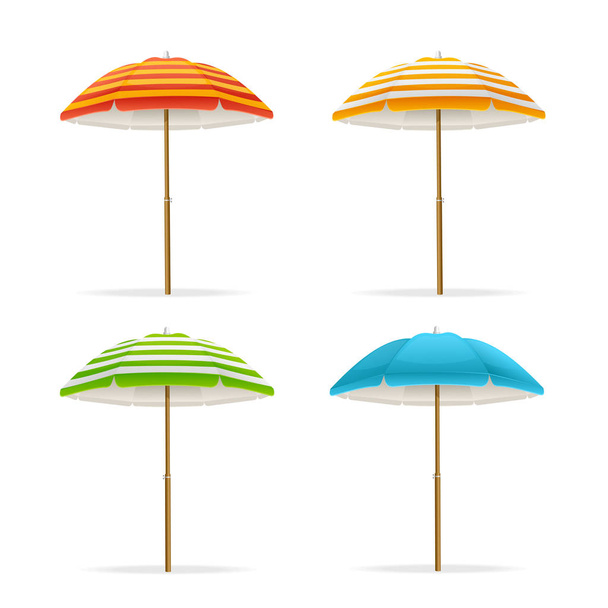 Realistic Detailed 3d Sun Umbrella Set. Vector - Вектор,изображение