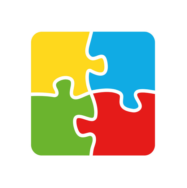 Four piece flat puzzle round. Logo. - Vektor, kép