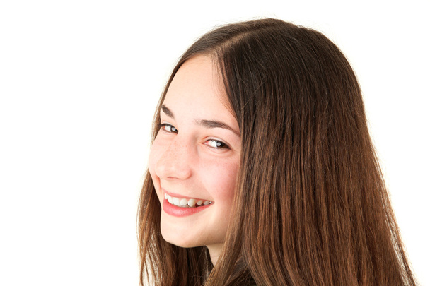 tizenéves lány mosolyogva - Fotó, kép